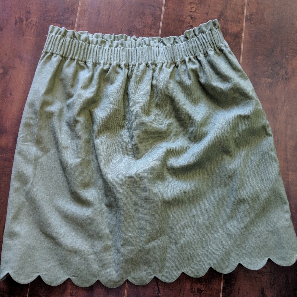 Green JCrew scalloped skirt